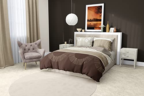 DILIOS Premium Bettwäsche 200x200, 100% Atmungsaktive Angenehme Baumwolle mit Reißverschluss, Renforcé Braun Hell Braun Beige, 3teilig Bettbezug 200 x 200 cm + 2 Kissenbezug 80 x 80 - Image 6