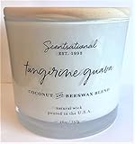 Natural Coconut + Beeswax Scented Candle Tangerine Guava White Jar with Wooden Lid, 26 Oz.