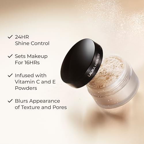 Laura Mercier Translucent Loose Setting Powder - 24HR Shine Control, Soft Matte Finish, Infused with Vitamins C+ E, Long-Lasting Wear, Normal to Oily Skin, 4 Shades for Virtually All Skin Tones