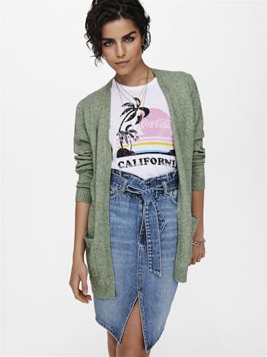 Only Onllesly L/S Open Cardigan Knt Noos Suéter Cardigan, Basil/Detail:W. Melange, XL Mujer - imagen 3