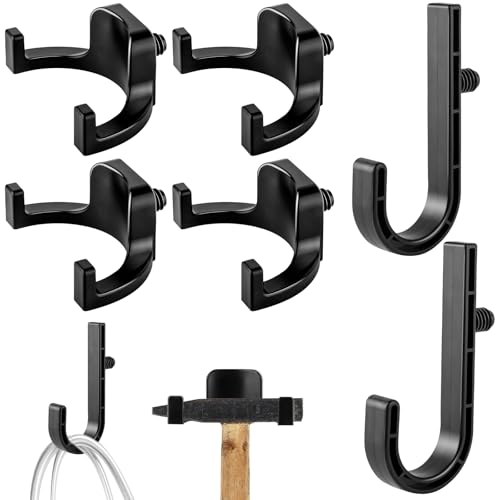 YSSPPOY 6 Packs Storage Shed Hooks Compatible with Suncast/Craftsman Shed, U-Shape and J-Shape Storage Shed Shelves Accessories for Organizing Tool, Ladders, Bulk Items