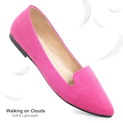 Image of Dear Time Women's Pointed Toe Ballet Flats Simple Casual Office Work Flats Slip-on Comfortable Shoes