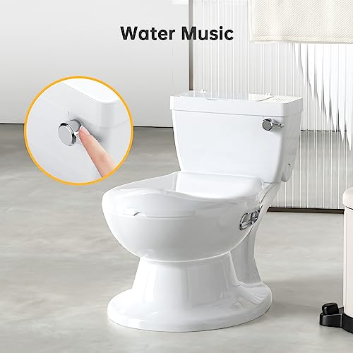 Potty Training Toilet for Baby, Realistic Potty Training Toilet with Soft Seat,Realistic Flushing Sound,Removable Pot,Storage Tank,Toilet Paper Holder,Splash Guard,Non-Slip for Toddler