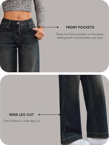 Image of GRECIILOOKS Women's Regular Fit High Rise Jeans | Pant | Baggy High Waist | Bell Bottom | Casual Straight Fit Trousers with Utility Pocket Design