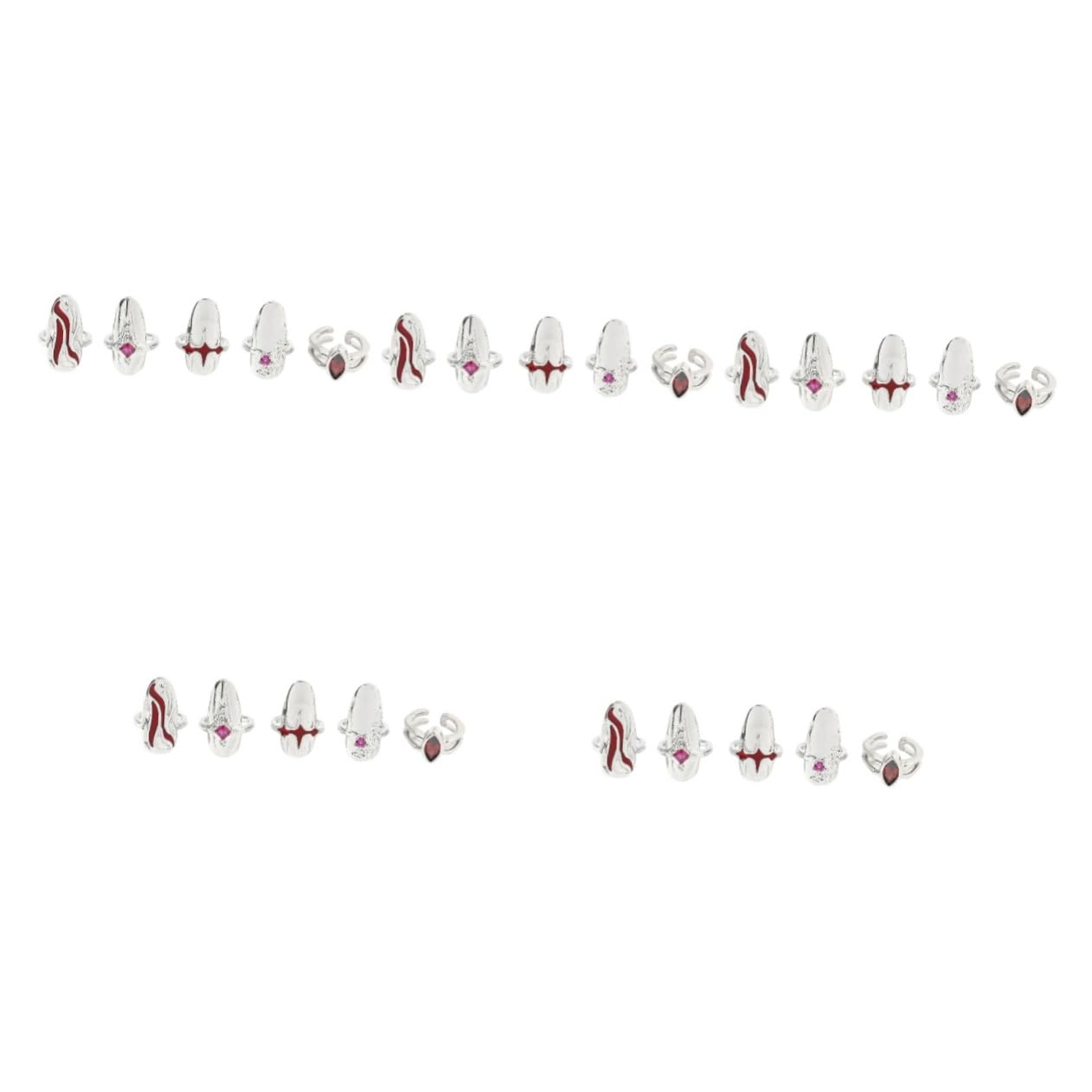 5 Set Di Anelli Per Unghie Rossi, Gioielli Per Unghie, Anelli Per La Punta Delle Dita, Per La Punta Delle Dita, Gioielli Per ie, Per , Decorazioni Per