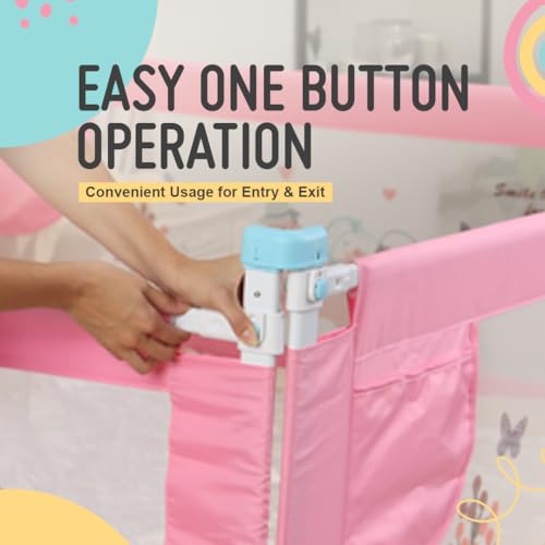 SAFE-O-KID® Barrier Designer Bed Rail Guard with 1 Year Warranty, Pink (5Ft/152CM) Pack of 1