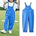 Girls Cotton Overalls Straight Leg Jumpsuit Summer Fashion Sleeveless Romper Solid Color (Blue, 18-24 Months)
