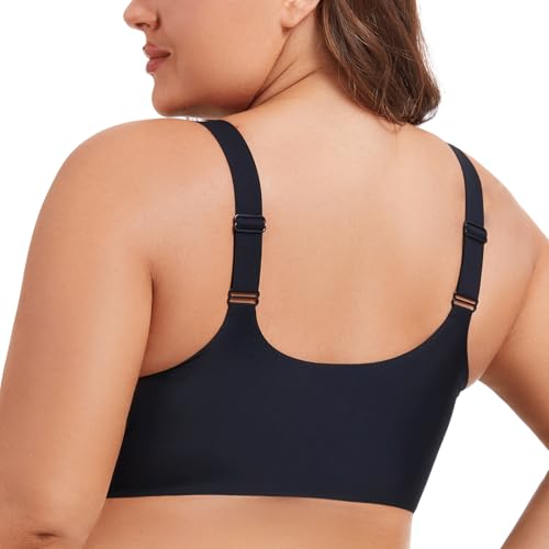 Image of Front Closure Bras for Women No Underwire Plus Size Full Coverage Bra Back Fat Smoothing Racerback Bra