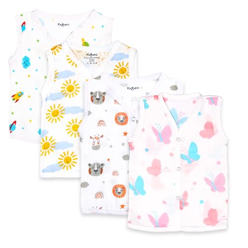 Image of Kidbea Newborn Baby Jhabla Unisex - Organic Cotton Muslin Shirt | Soft & Breathable Summer Wear for Boys & Girls | Cute Prints Infant Clothing