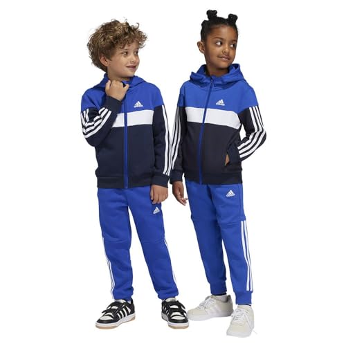 adidas Kids Tiberio Colorblock Fleece Tracksuit Blue/grey 4-5 Years