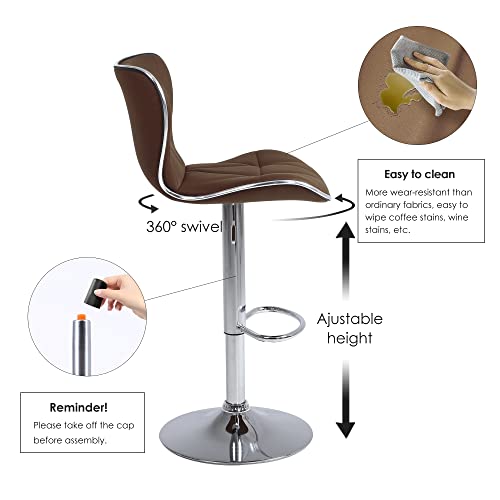 Chummaven Adjustable Swivel Bar Stools Set Of 2 With Shell Back, Modern Kitchen Bar Chairs, Counter Bar Stools Chairswith Chrom Base Armless For Kitchen Island Pub Bar Dining Room (Brown) #TOP4