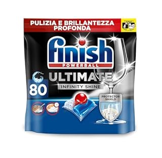 Finish Ultimate Infinity Shine Pastiglie Lavastoviglie, 80 Capsule Lavastoviglie, Detergenti per Lavastoviglie contro lo Sporco e i Residui Incrostati (Confezione da 1)