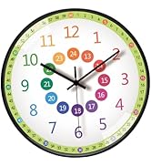 KIPIDA Kinder Wanduhr Leise Ohne Ticken 30CM Uhr Kinderzimmer Digital Batteriebetrieben Lernuhr M...