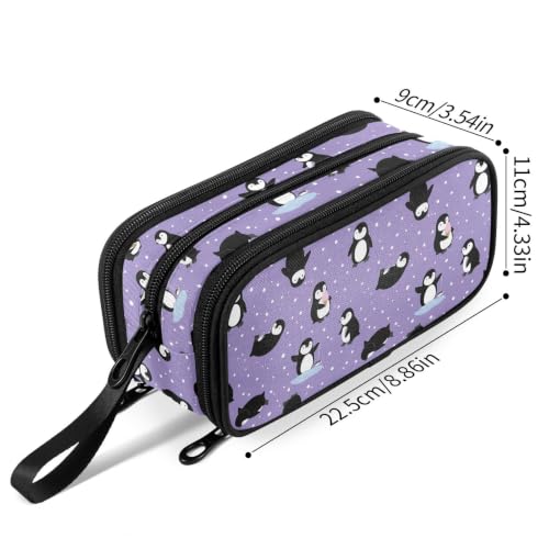 Image of Fustylead Penguins Large Pencil Bag Storage Pen Case Makeup Pouch Stationery Bag for School College Office Organizer