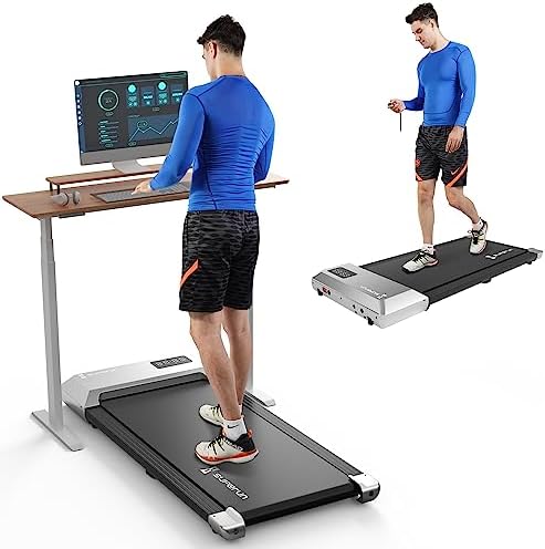 Superun 3.0 Treadmills for Home, 2.75HP Walking Pad Under Desk Treadmill with 305 lb Capacity, Portable Treadmill for Walking/Jogging in Low Noise 40DB, Installation-Free – Silver