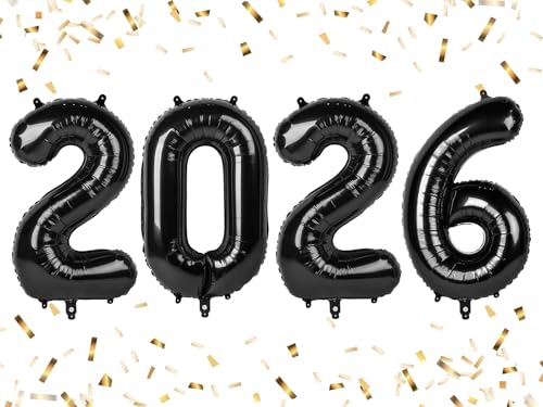 Image of 2026 Balloon 40 inch Black Number Balloons for 2026 Party Decorations | Saturated Color, Large 40 inch, With Inflation Straw & Hanging Holes, Great for Men's Birthday, Gothic Theme Party, Halloween