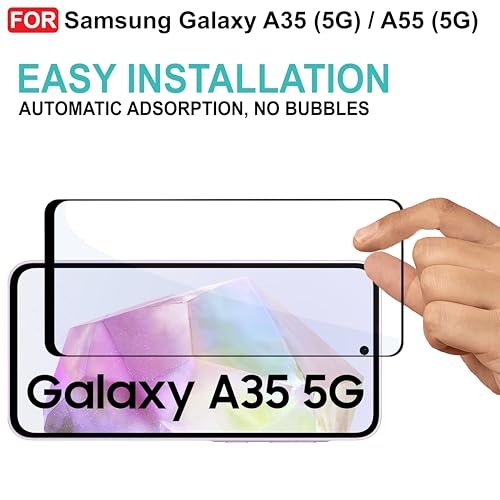 Image of CEDO Tempered Glass for Samsung Galaxy A35 (5G) / A55 (5G) | Screen Protector Full HD Quality Tempered Glass Anti-Scratch Edge to Edge Coverage with Easy Installation Kit (Black)