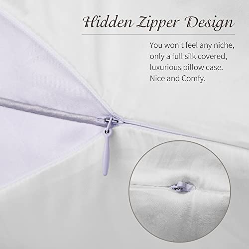 100% Pure Mulberry Silk Pillowcase For Hair & Skin - Allergen Resistant Dual Sides 19 Momme 600 Thread Count Silk Bed Pillow Cases With Hidden Zipper, Queen Size #TOP3