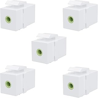 Premium 3.5mm Keystone Jack, Female to Female Headphone Speaker Jack Keystone, Stereo Wall Jacks in-line Modular, for Audio Jack Wall Plates, Aux Wall Plate (5 Pack)