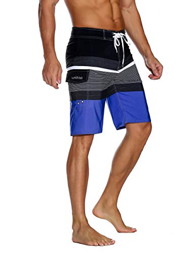 Image of unitop Men's Bathing Board Trunks Beach Shorts Holiday Hawaiian Colorful Striped
