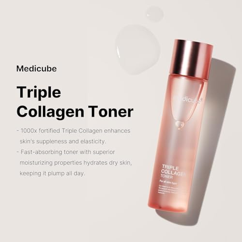 Image of Medicube Triple Collagen Toner - Hydrolyzed, Atelo, & Soluble Collagen for Deep Hydration & Plump Skin - Fast-Absorbing Formula for All-Day Suppleness, Korean Skincare (4.73 fl.oz.)