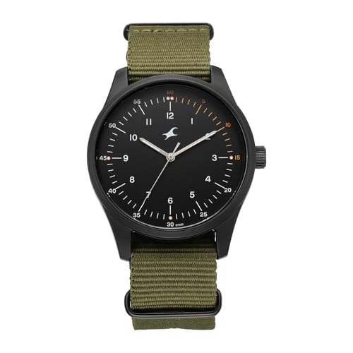 Image of Fastrack Stunners XI with Quartz Analog Black Dial Green Nylon /NATO Strap Watch for Men - 38214NP01