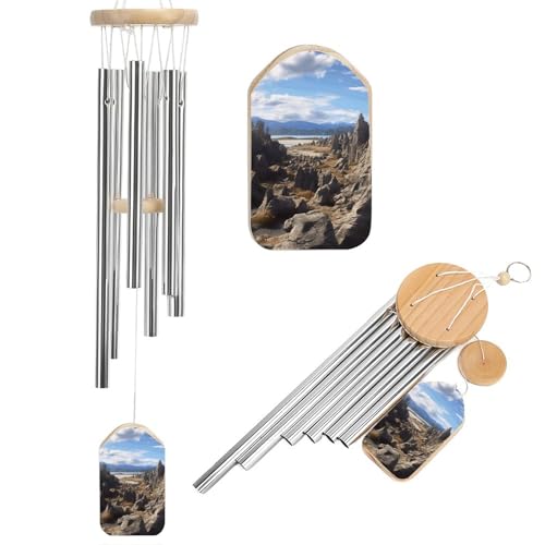 Outdoor Wind Chimes, Rocks Scenic Printed Wind Chimes,Simple Wind Chimes,Curtain Wind Chimes for Home Decoration