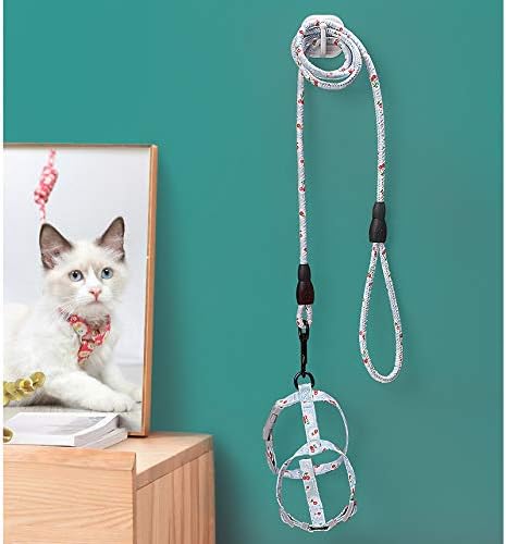 Lichi Navy Dogs Harness and Lead for Puppy Small Cats Light Blue Floral Leash-04S, S(Neck:14-22CM;Chest:22-32CM) - Image 3