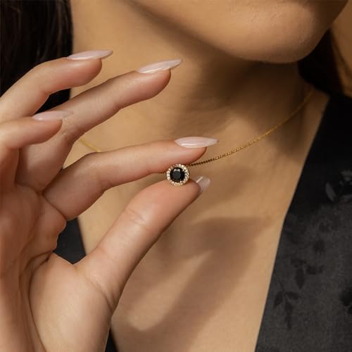 MONOOC Layered Birthstone Necklace for Women, 14K Solid Gold Over Paperclip Chain Necklace Classic Round Pendant Birthstone Necklace Birthstone Jewelry for Women Gifts Birthday Gifts3