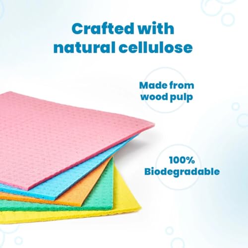 Image of Koparo Natural Cellulose Sponge Wipes for Kitchen and Home Cleaning | Pack of 3 | Reusable & Biodegradable Kitchen Cleaning Wipes | Lint-Free | 13X Absorption | XL Size Wipes