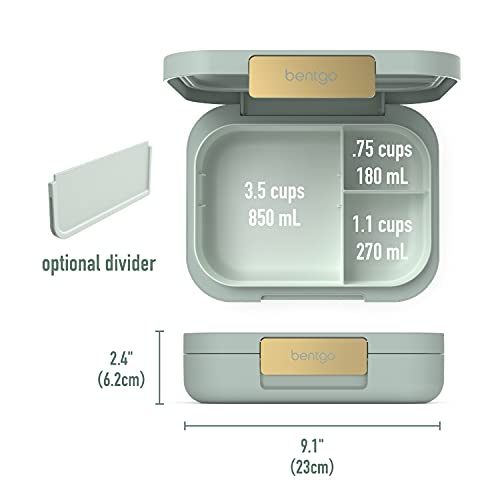 Bentgo® Modern - Versatile 4-Compartment Bento-Style Lunch Box, Leak-Resistant, Ideal For On-The-Go Balanced Eating - Bpa-Free, Matte Finish And Ergonomic Design (Mint Green) #TOP6