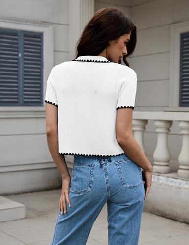 DRESSTELLS Women's Cardigans 2025 Fall Wedding Guest Top Short Sleeve Knit Blouse Dressy Business Casual Tops2