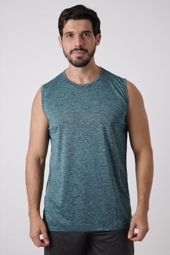 Kit 4 Camisetas Regata Machão Dry Fit Masculina Fitness Academia (BR, Alfa, M, Regular, 1 Preto 1 Az