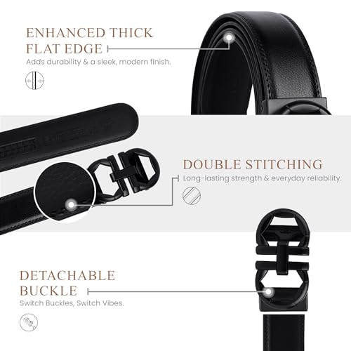 Image of Genuine Leather Belt for Men Formal & Casual Wear - Belts for Men Leather Original, Durable Buckle - Belt for Man - Gift for Husband, Father, Friend