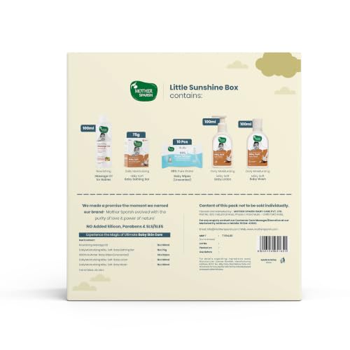 Image of Mother Sparsh Gift Set For Babies | Combo Pack of 5 Baby Skin Care Essentials | Includes Baby Wipes, Baby Lotion, Baby Wash, Baby Bathing Bar & Baby Massage Oil