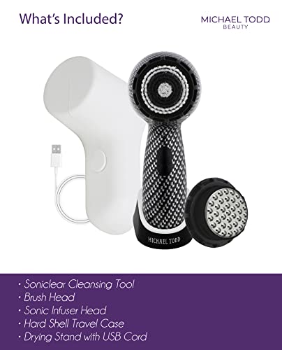 MICHAEL TODD Beleza – Soniclear Petite – Sistema de Escova de Limpeza Facial – 3 Velocidades – Escov