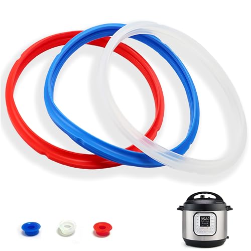 Image of 3 Pack Sealing Ring 3 Qt for Instant Pot Sealing Rings for MiNi 3 Qt Insta Pot, With 3 Float Valve Caps, Food-grade Silicone Instantpot 3Qt Sealing Ring, for Instant Pot 3 Qt, Red, Clear and Blue