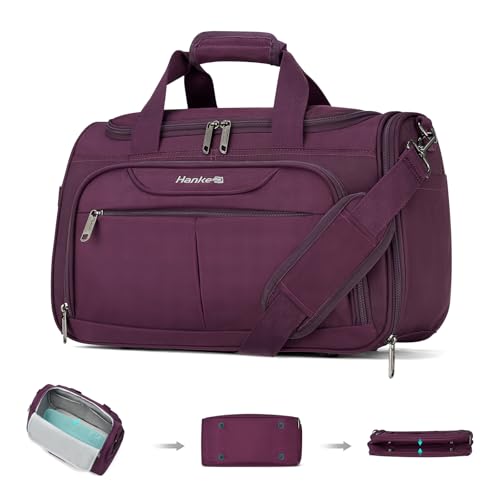Image of Hanke Underseat Carry On Luggage Bags for Travel, Foldable Travel Bags for Women, Soft Lightweight Personal Item Travel Bag Small Carry On Bags for Airplanes, Travel Tote Bags for Women Men.(Purple