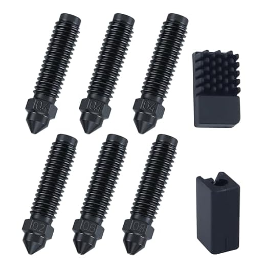 6PCS 0.2MM 0.4MM 0.6MM 0.8MM Hardened Nozzles for Centauri Carbon Stainless Steel Nozzle High Temperature Pointed Wear Resistant Nozzles High Flow Hotend Extruder for Elegoo Carbon 3D Printer
