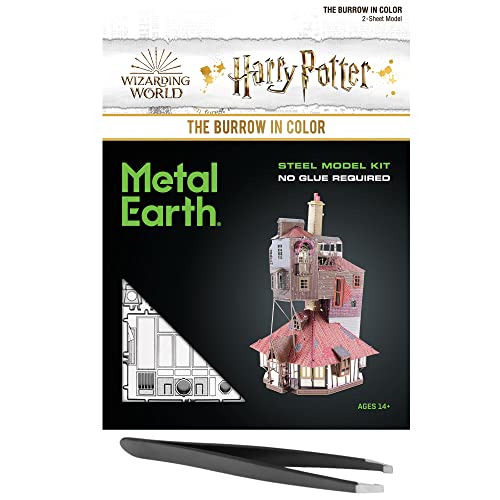 Metal Earth Fascinations Harry Potter The Burrow in Color 3D Metal Model Kit Bundle with Tweezers