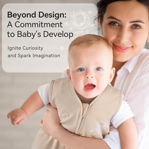 Image of Baby Sleep Sack 0-6 Months 3 Pack 100% Cotton Lightweight 0.5 TOG Wearable Blanket Baby Sleep Bag with 2-Way Zipper for Newborn Infant Toddler Beige