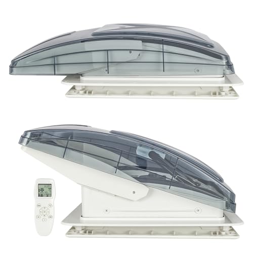 Eingebauter Regenventilator, wasserdicht, 40 x 40 cm, für Wohnmobil, Wohnwagen, Wohnmobil, 10 Geschwindigkeiten und umkehrbarer Luftstrom, Fernbedienung, Wohnmobil-Dachventilator (kein Thermostat)