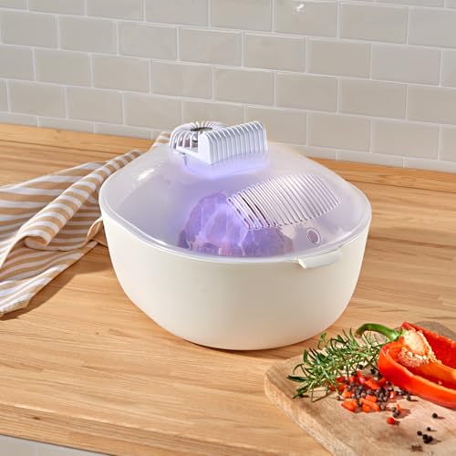 Basilico® elektrische Auftauschüssel – taut gefrorenes schneller auf – Tauwasser kann direkt abtropfen – hygienische Handhabung – trocknet auch Geschirr – einfaches Auftauen von Fleisch & Gemüse