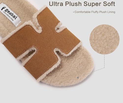 Gebal Hermess Fuzzy Slippers - Women's Cushioned Sandals in Genuine Suede2