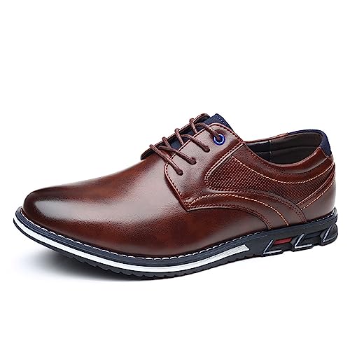 Men's Leather Dress Flat Oxford Shoes Slip On Lace Up Causal Shoes Fashion Walking Shoes Business Office Party Comfort Loafers