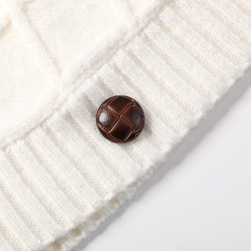 Cable Knit Poncho for Girls, Kids Shawl Sweater Cape Holiday Pullover Diamond Check Cloak with Buttons for 5-12 Years4