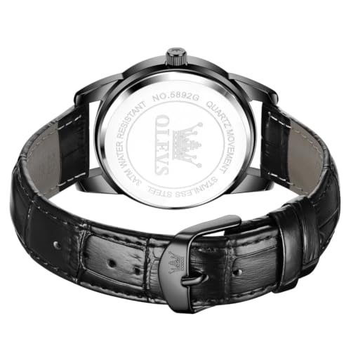 Image of OLEVS Men Watches Leather Band Casual Easy Read Date Analog Quartz