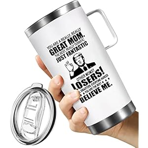 Petitian Mothers Day Gifts for Mom, Great Mother Gifts Stainless Steel 20 OZ Tumbler with Handle & Lid, Best Mom Ever Gifts from Daughter Son, Birthday Christmas Gifts Idea for Mom Coffee Tumbler Mug
