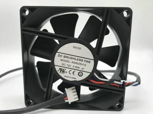 Ventilador de enfriamiento 12V 80mm AS8025V12 DC12V 0.50A de 4 hilos para caja de PC