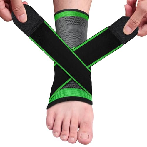 NEUTYPECHIC 2 Piezas Tobillera para Esguince, Tobillera Esguince con Bolsa para Tendinitis, Fascitis Plantar, Tobillera Deportiva para Hombres y Mujeres, Tobillera Ideal para Fútbol y Correr (Verde)